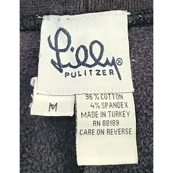 VTG Lilly Pulitzer Wide Leg Cropped Lounge Pants Black Medium Classic EUC - Picture 4 of 9